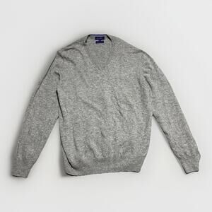 Alan Flusser Cashmere Sweater Mens Size XXL Gray V Neck Minimalist Preppy Casual